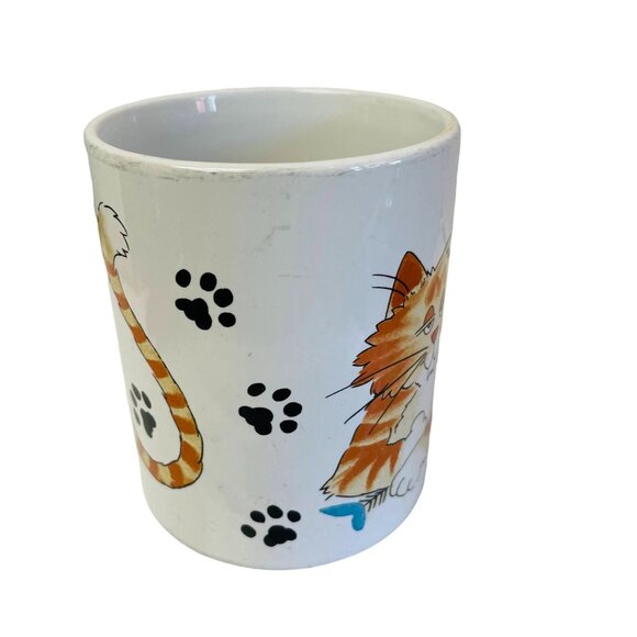 Cute Tabby Cat Paw Print Ceramic Coffee Mug Kitten - Picture 5 of 6